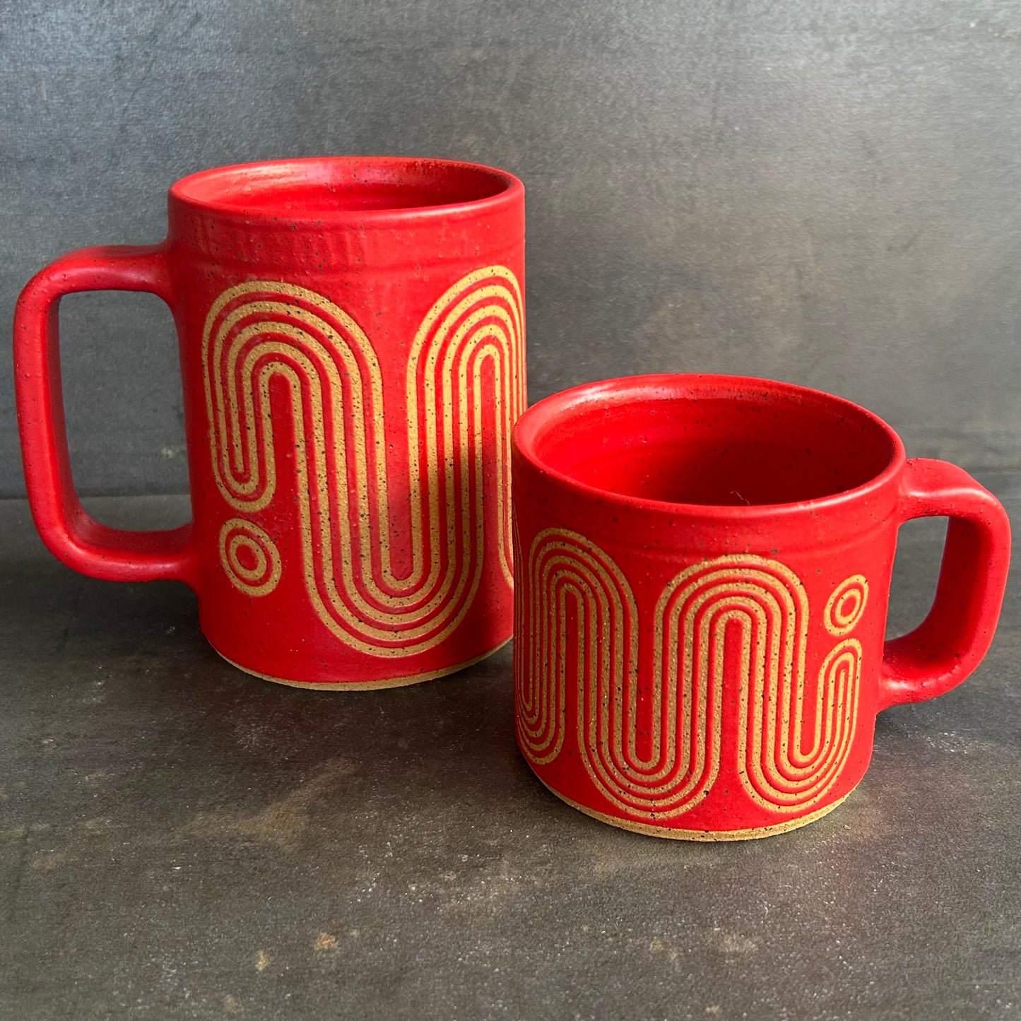 Mini Mug Big Wave - Red Matte / Speckled Buff