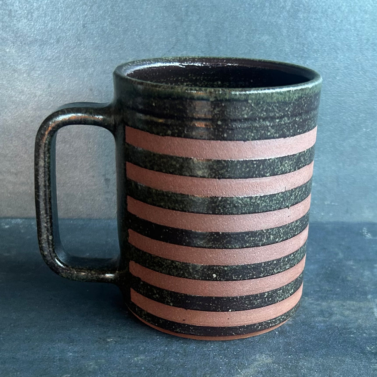 Stripes Mug - Temmoku / Rust