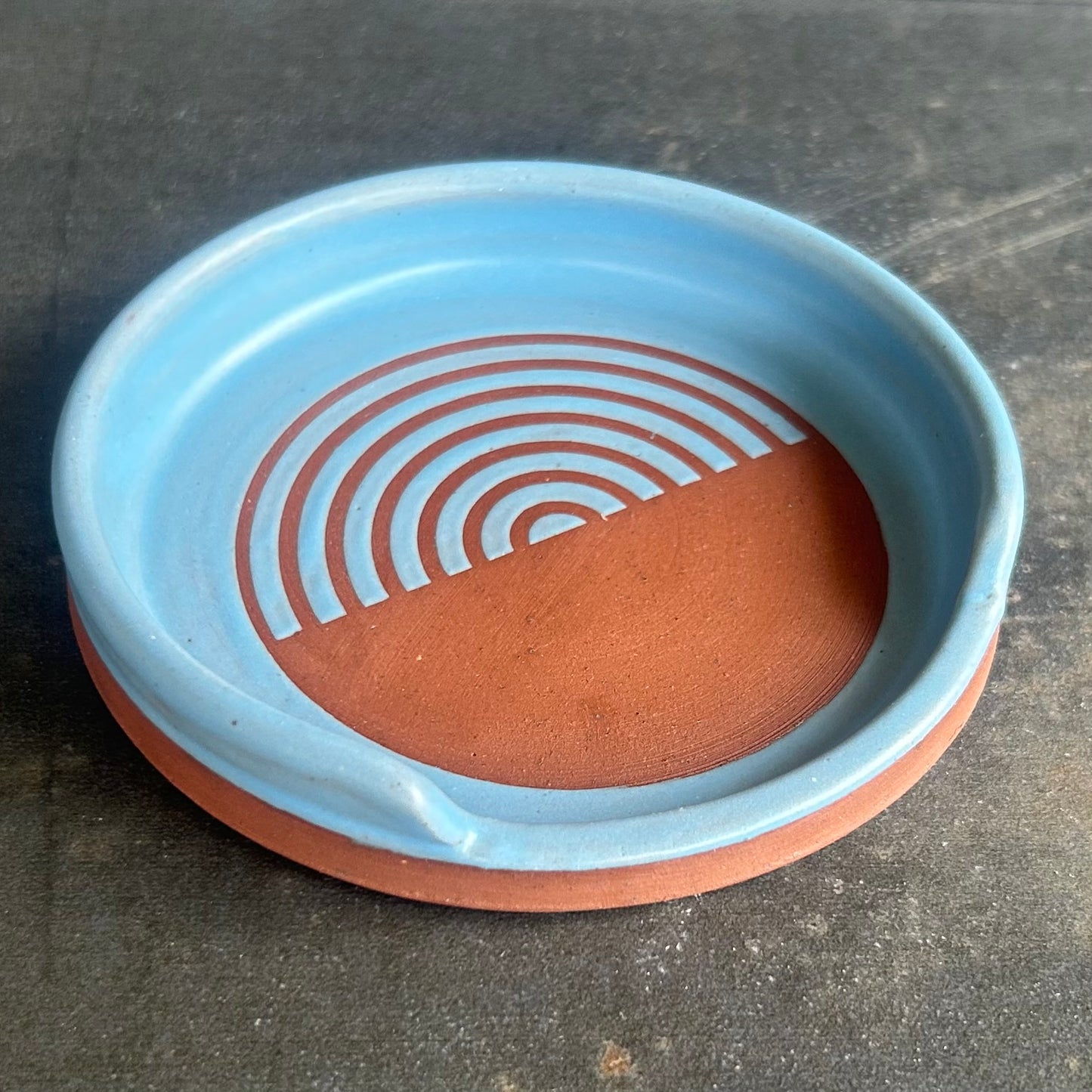 Half Circle Coaster - Light Blue Mate / Rust