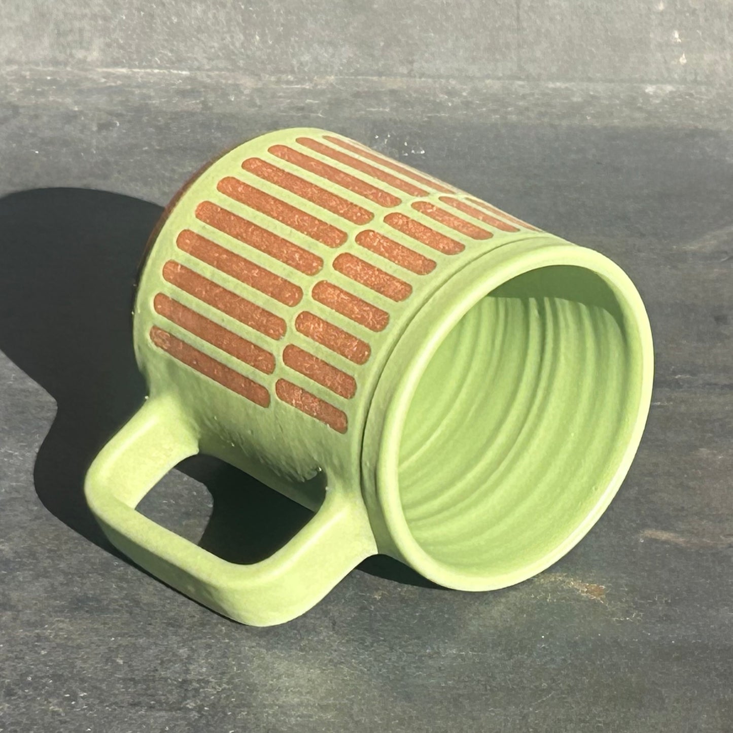 Pattern Mug - Green Matte / Rust