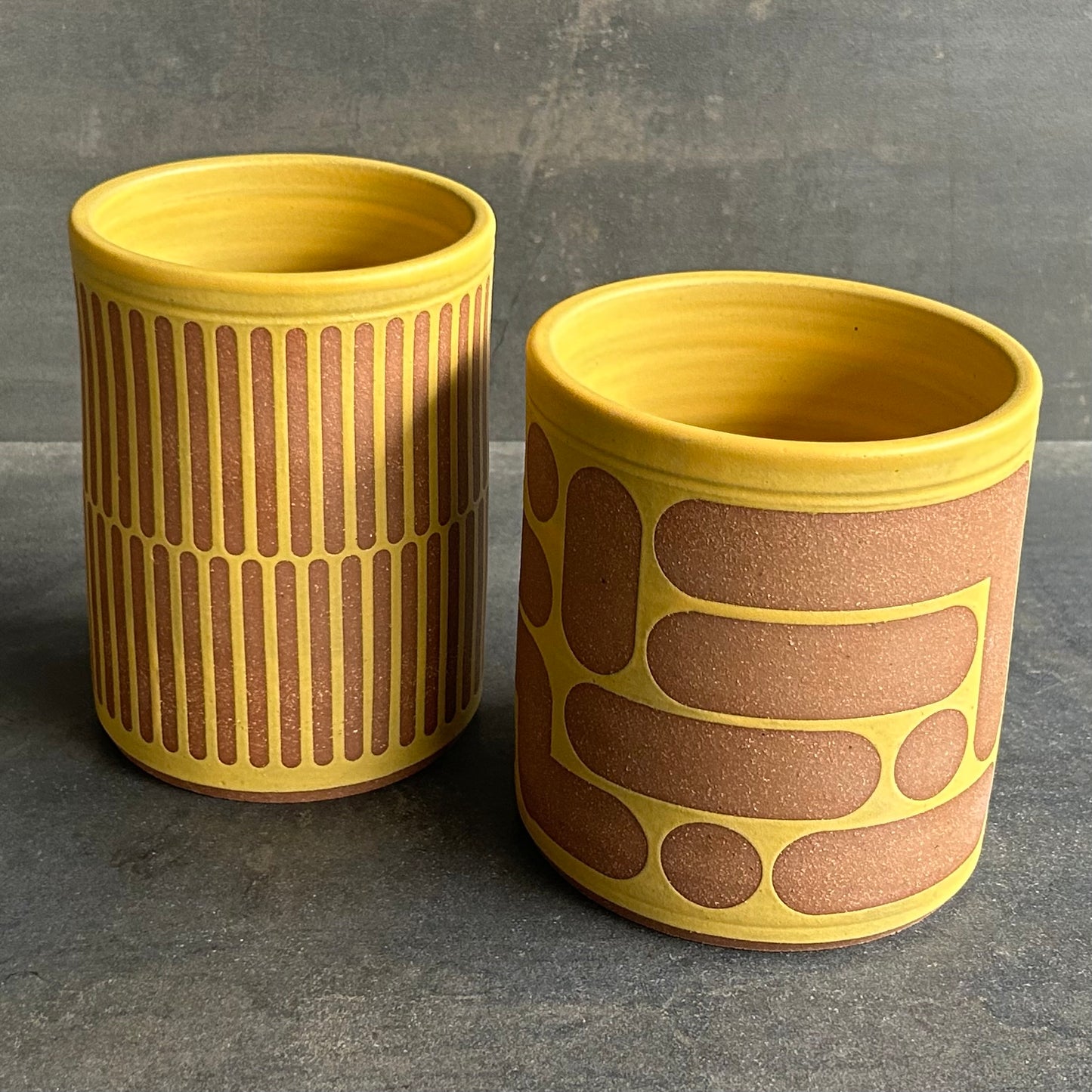 Blob Vase - Yellow Matte / Rust