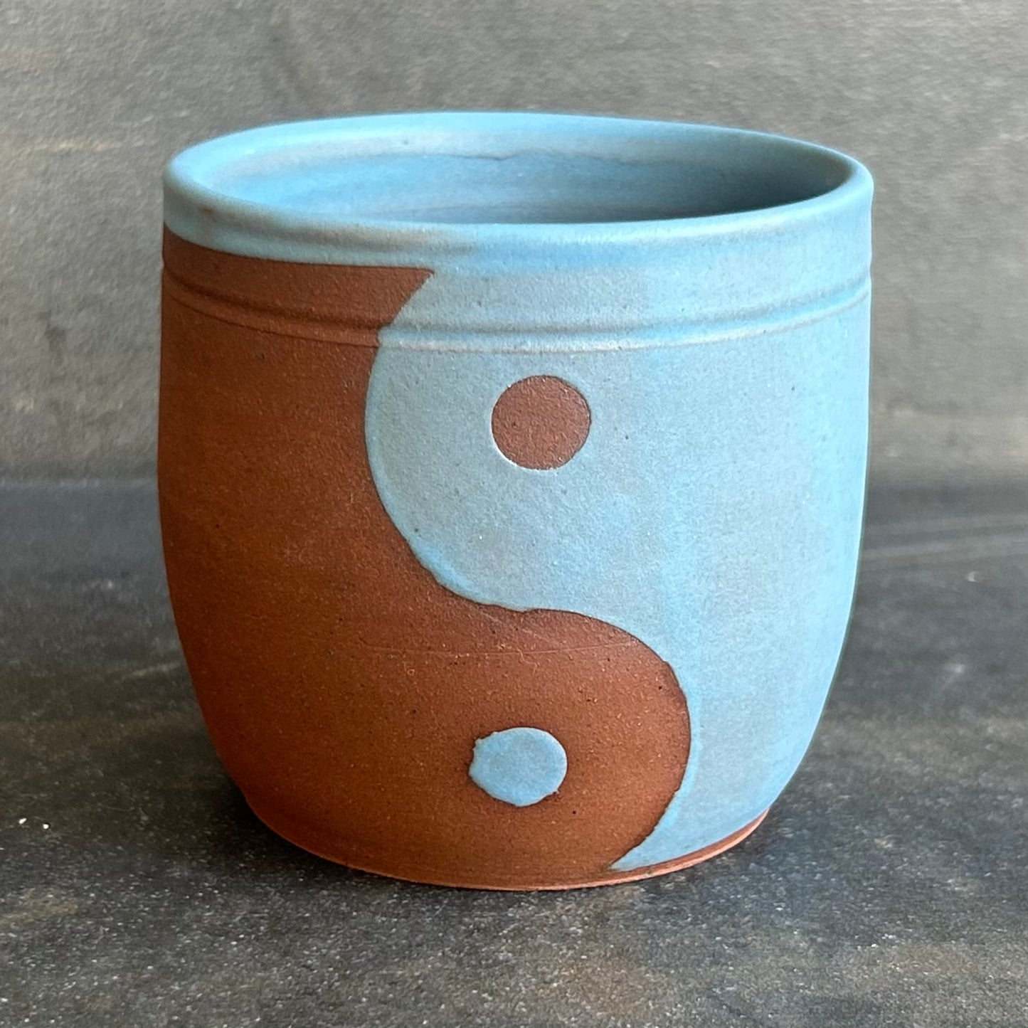 8oz Yin Yang Cup - Light Blue Matte / Rust