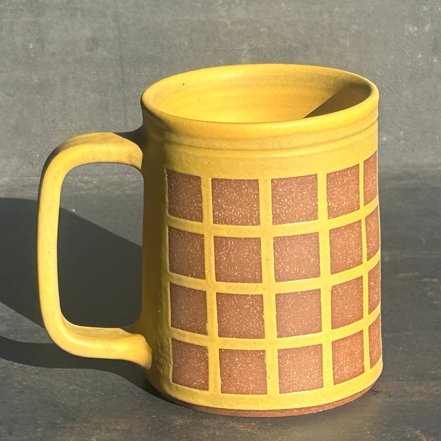 Lattice Mug - Yellow Matte / Rust