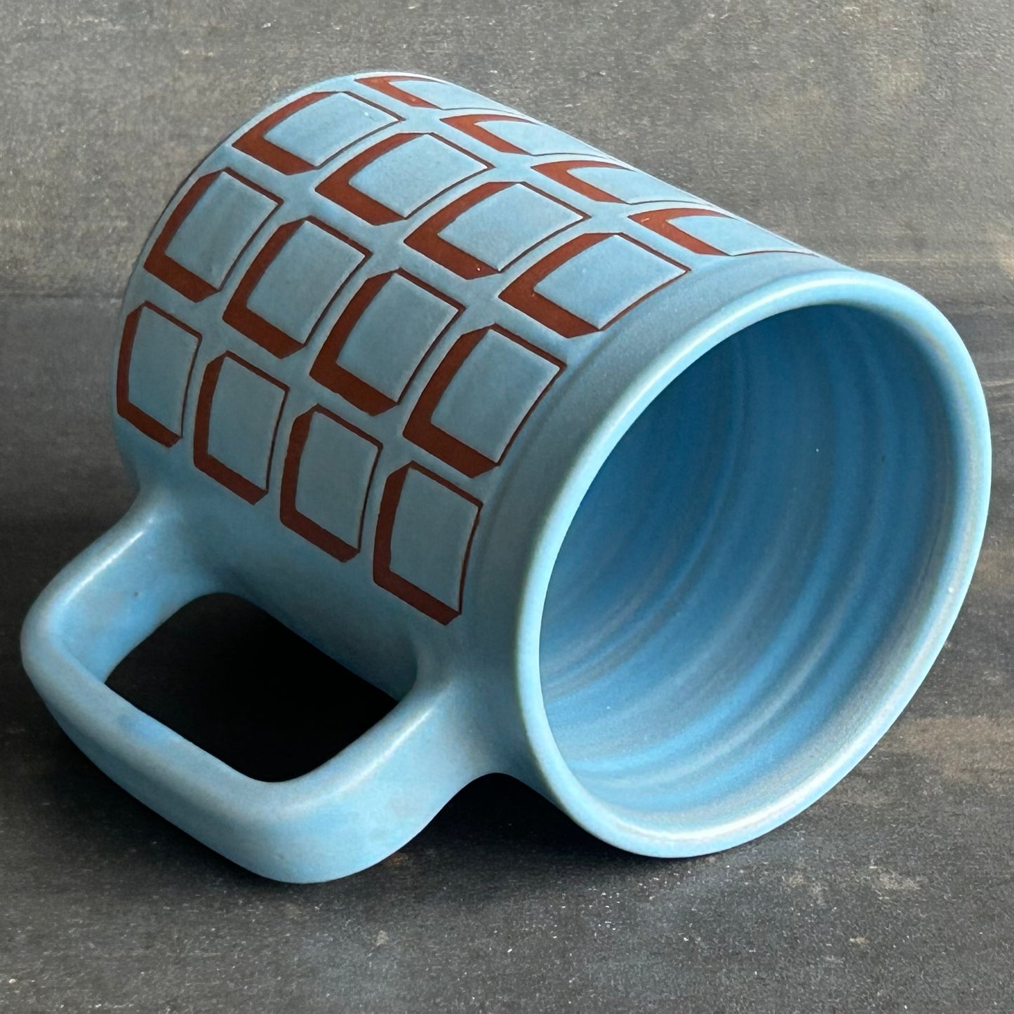 Cubes Mug -Light Blue Matte / Rust