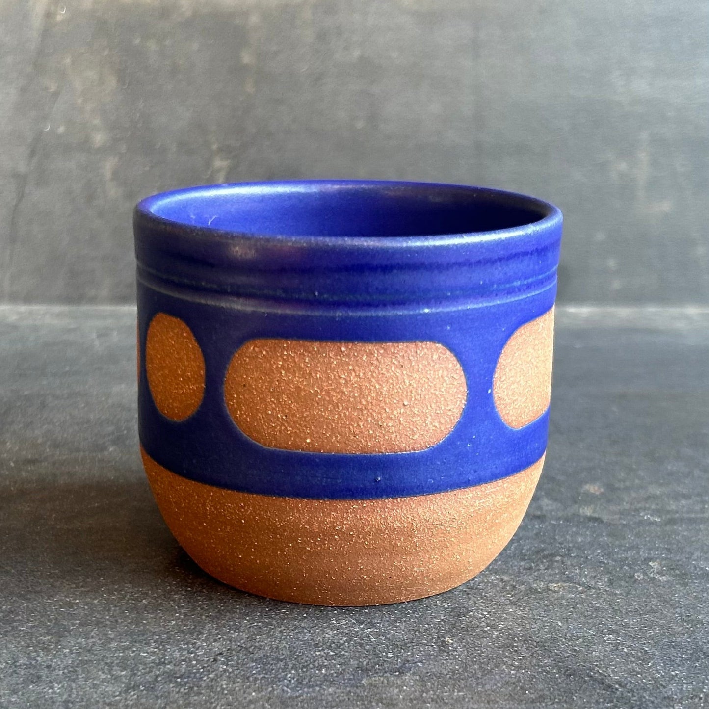 Blob Espresso Cup - Blue Matte / Rust