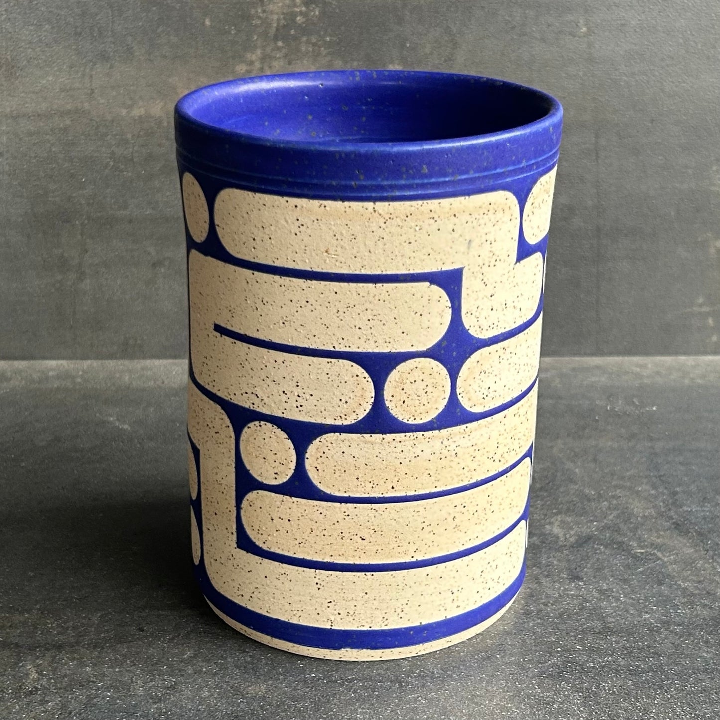 Blob Vase - Blue Matte / White Specked