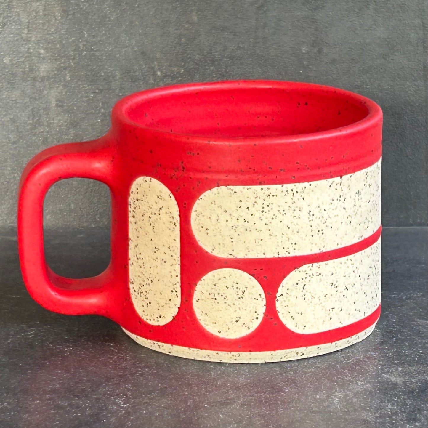 Mini Blob Mug -Red Matte / Speckled White