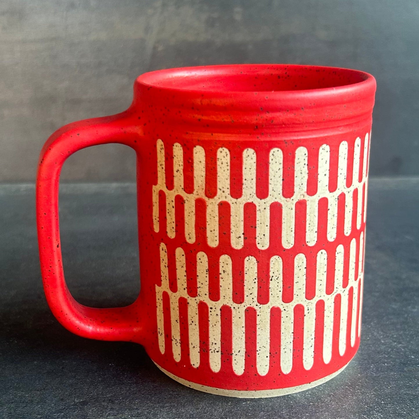 Pattern Mug - Red Matte / Speckled White