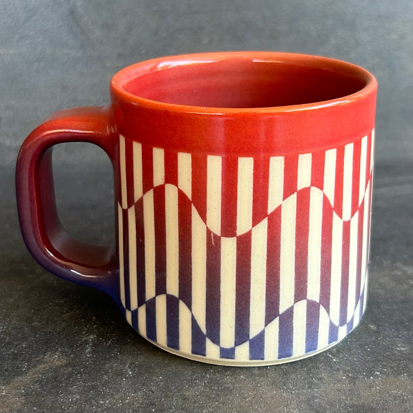 Mini Wavy Stripe Mug - Fade Blue to Red