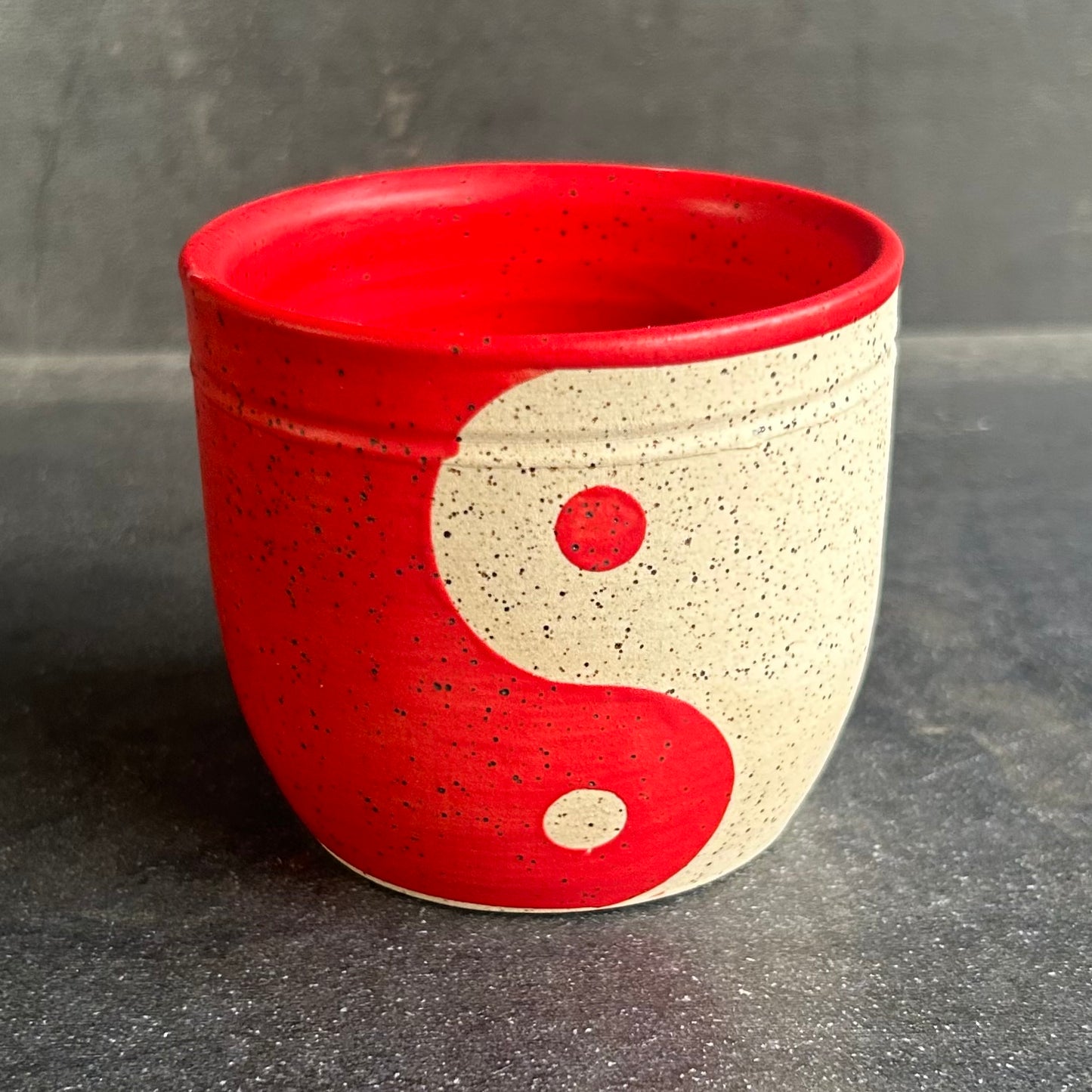 Yin Yang Espresso Cup - Red Matte / White Speckle