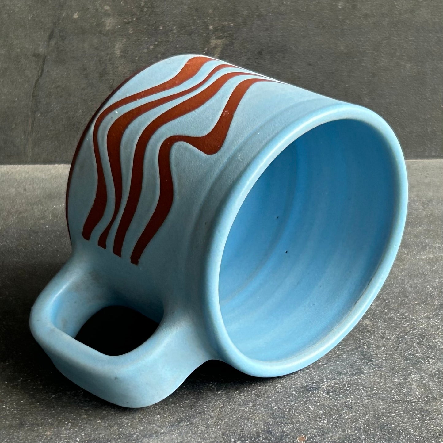 Mini Wave Mug - Light Blue Matte / Rust
