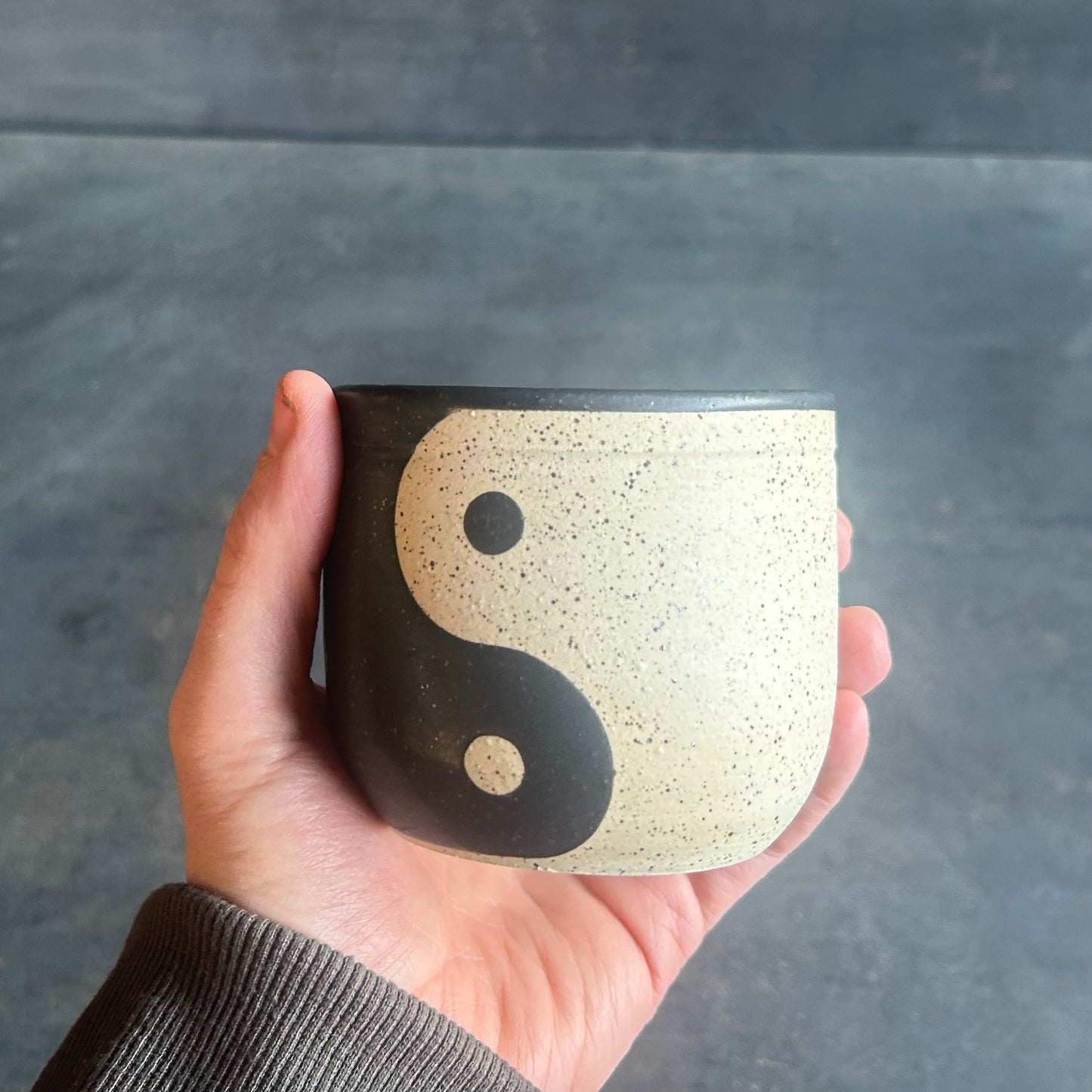 Yin Yang Espresso Cup - Black Matte / White Speckle