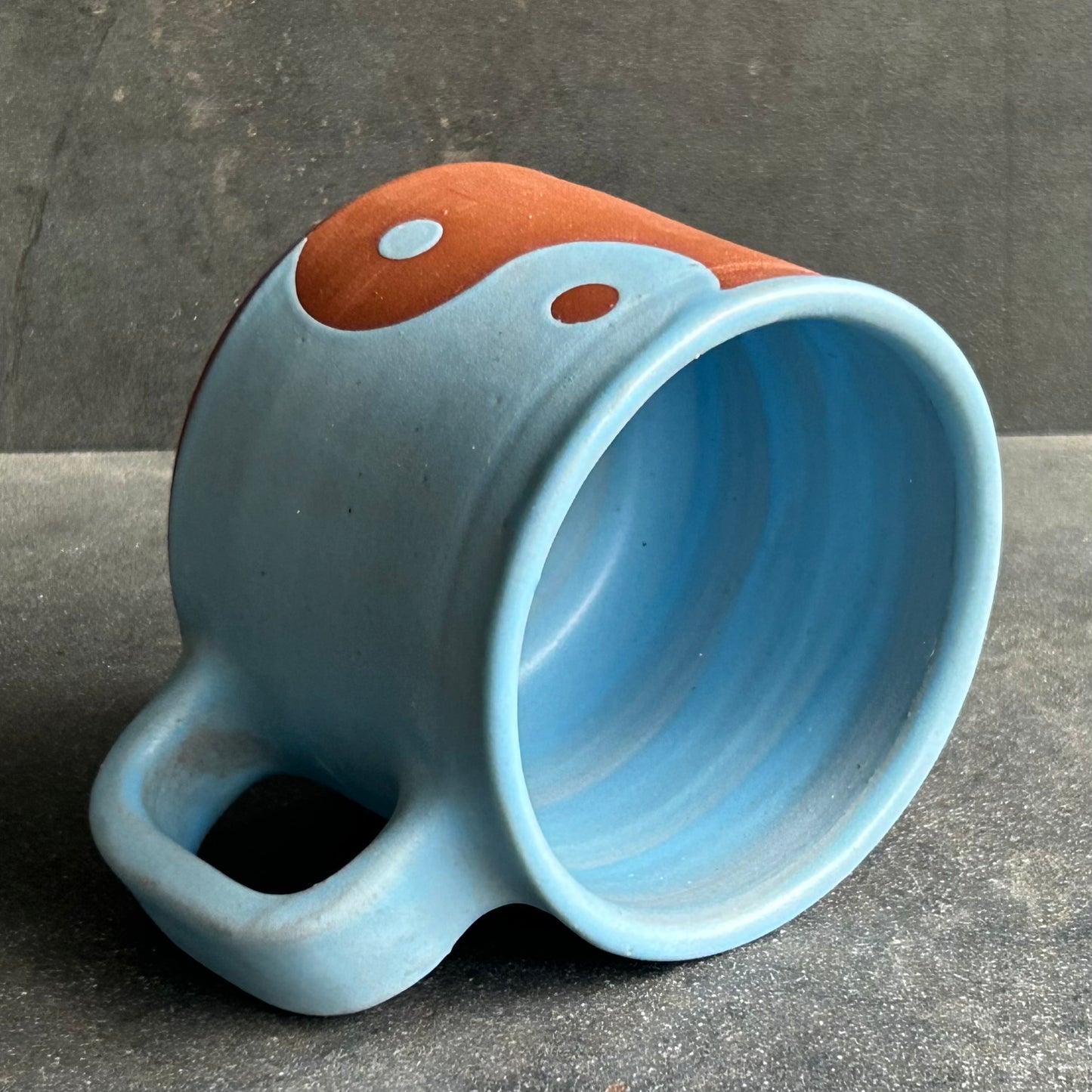 Mini Yin Yang Mug - Light Blue Matte / Rust (Copy)
