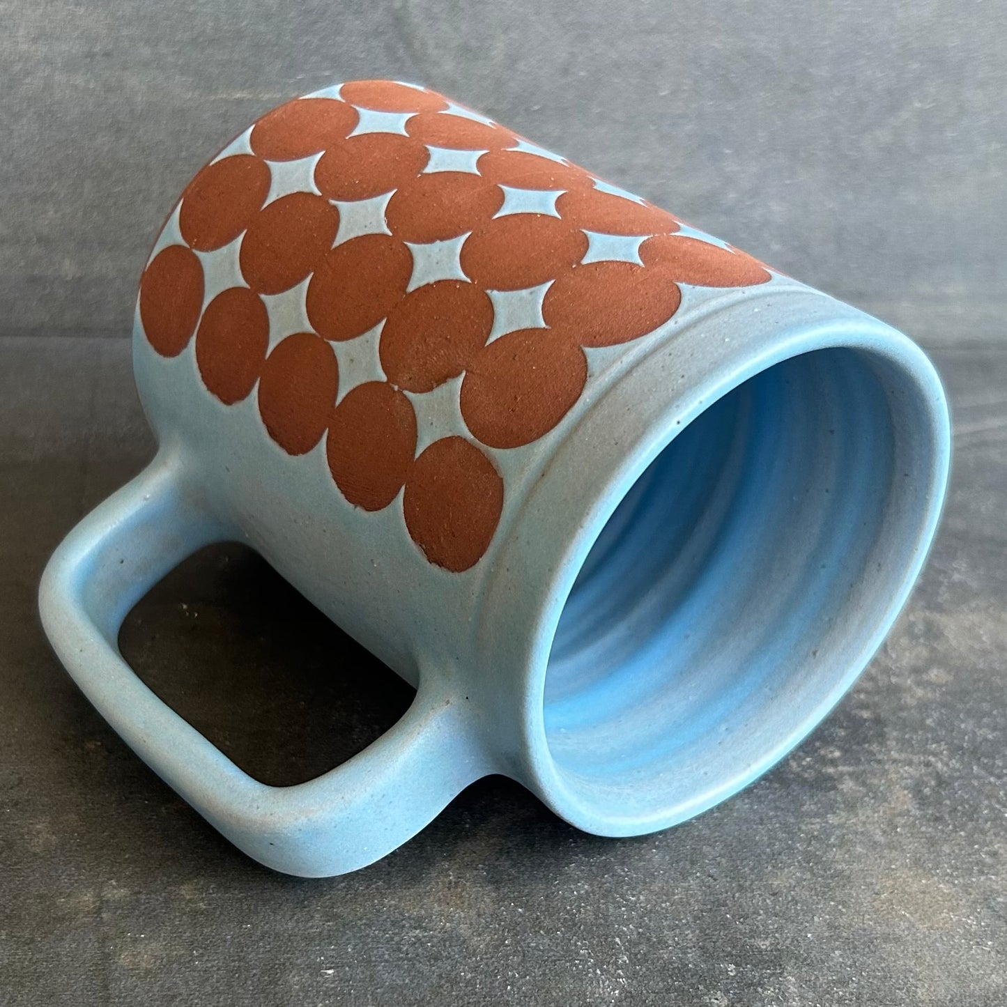 Dots Mug -Light Blue Matte / Rust