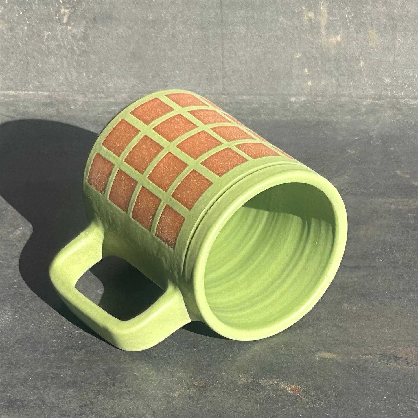 Lattice Mug - Green Matte / Rust