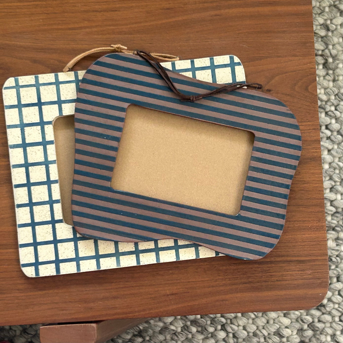 4x6 Stripe Frame - Navy / Rust