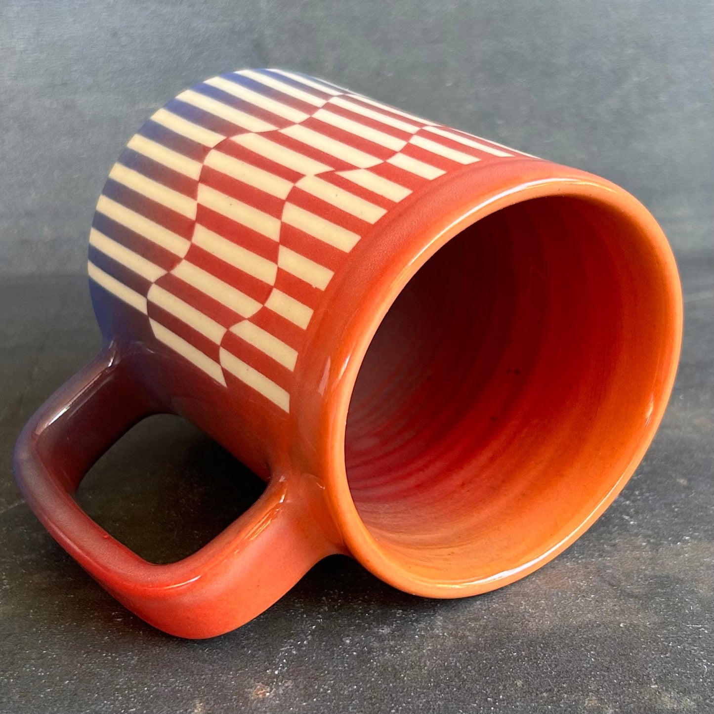 Wavy Stripe Mug - Fade Blue to Red