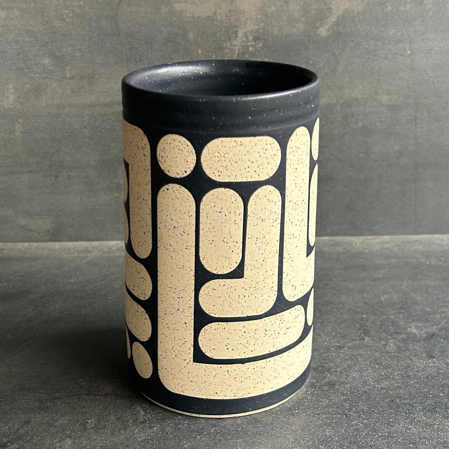 Blob Vase - Black Matte / White Specked
