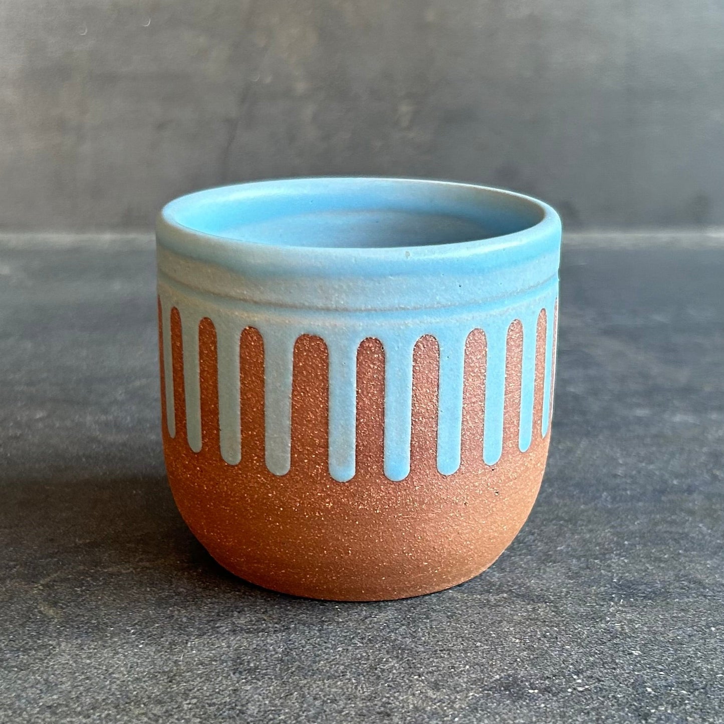 Drip Espresso Cup - Sky Blue Matte / Rust