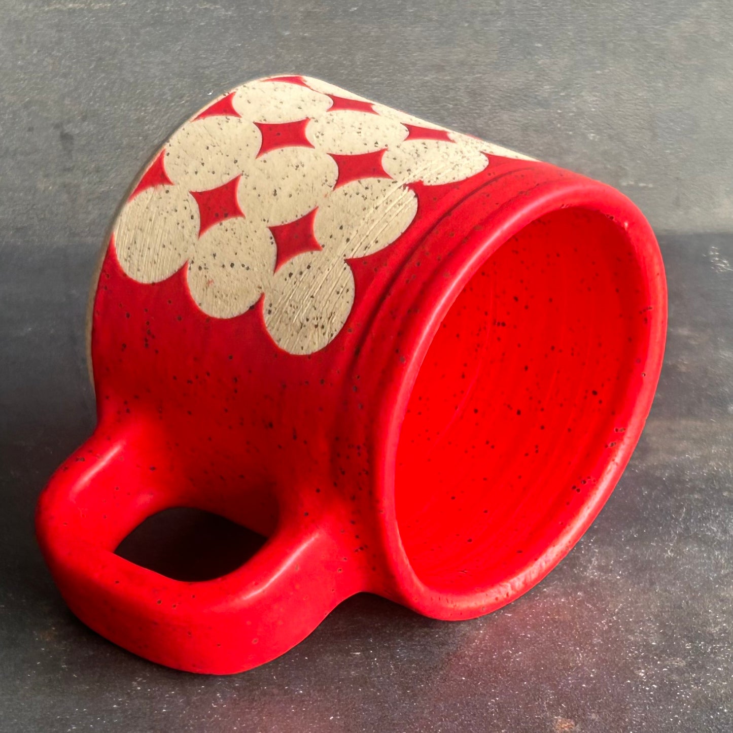 Mini Mug Dots - Red Matte / Speckled White