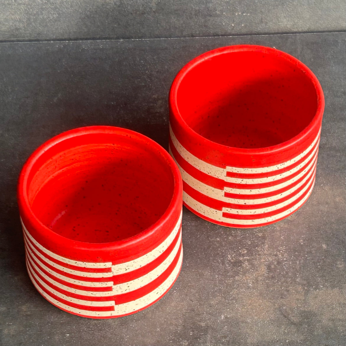 4oz. Stripe Cortada Cup - Red Matte / Speckled White