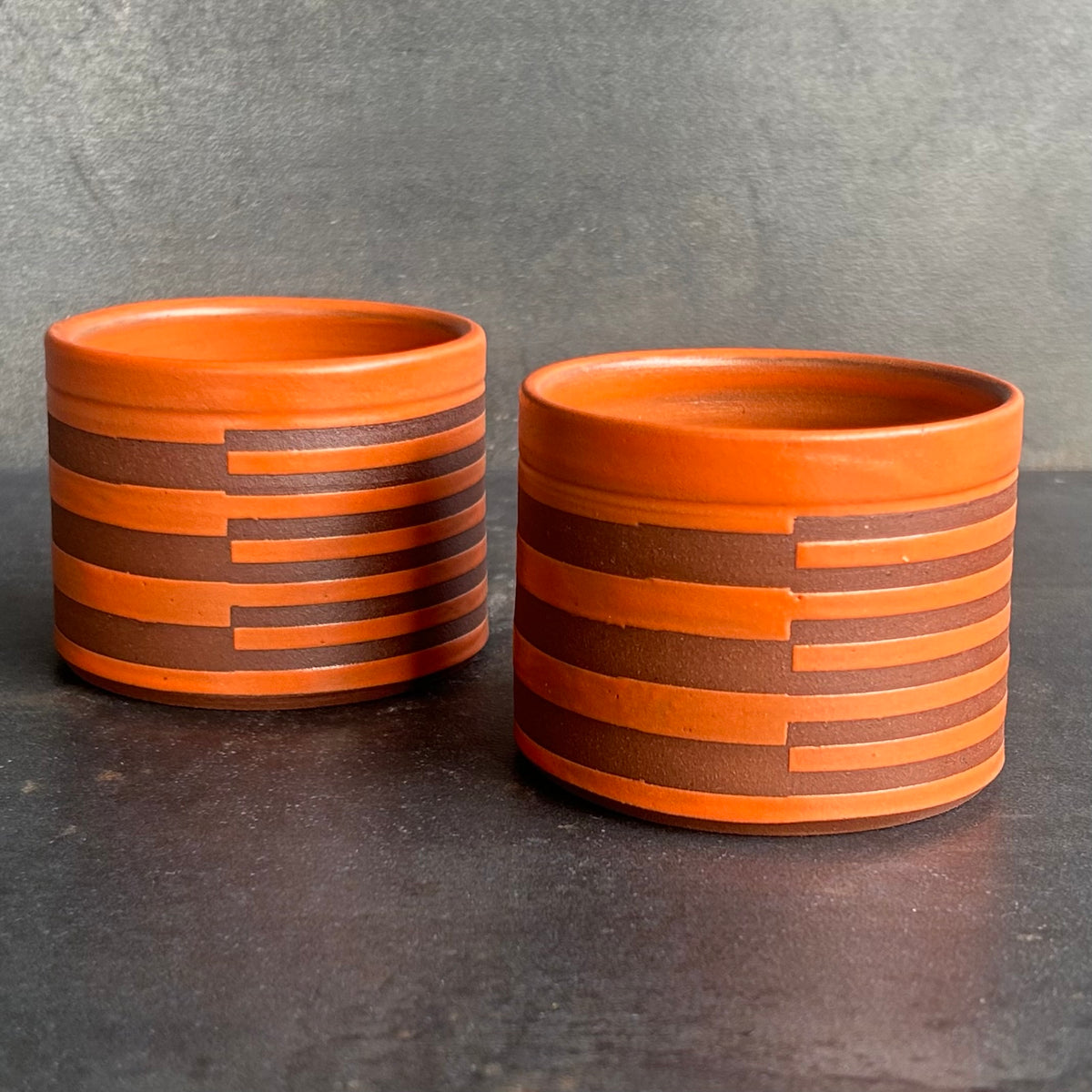 4oz. Stripe Cortada Cup - Orange / Rust