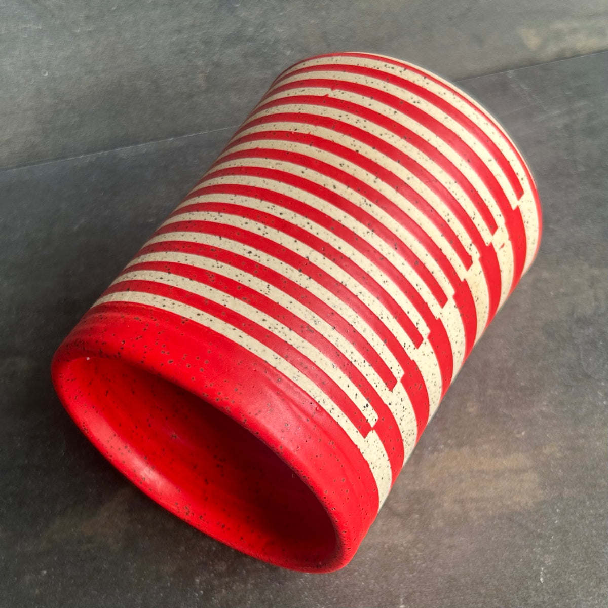Stripes Mug - Red Matte / Speckled White