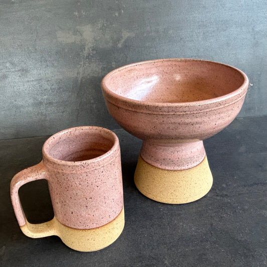 Pedestal Bowl - Pink / Speckle