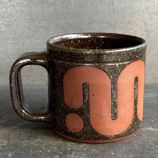 Mini Mug Big Wave (solid) -Temmoku / Rust