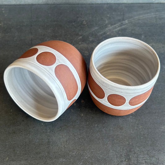 8oz Blob Cup - White Matte / Rust