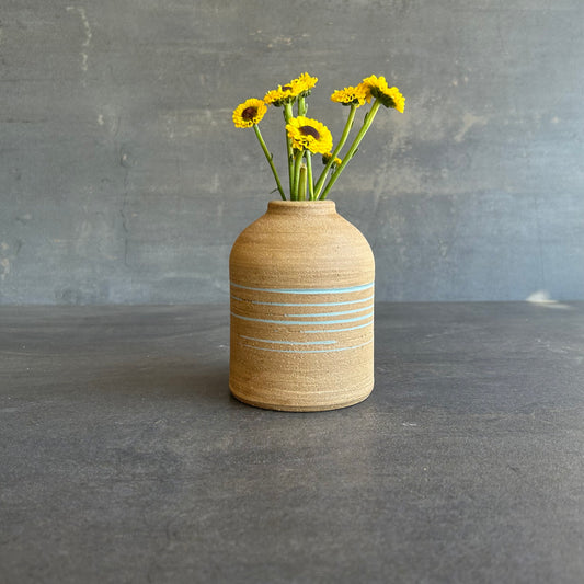 Small Vase - Sand with blue stripe