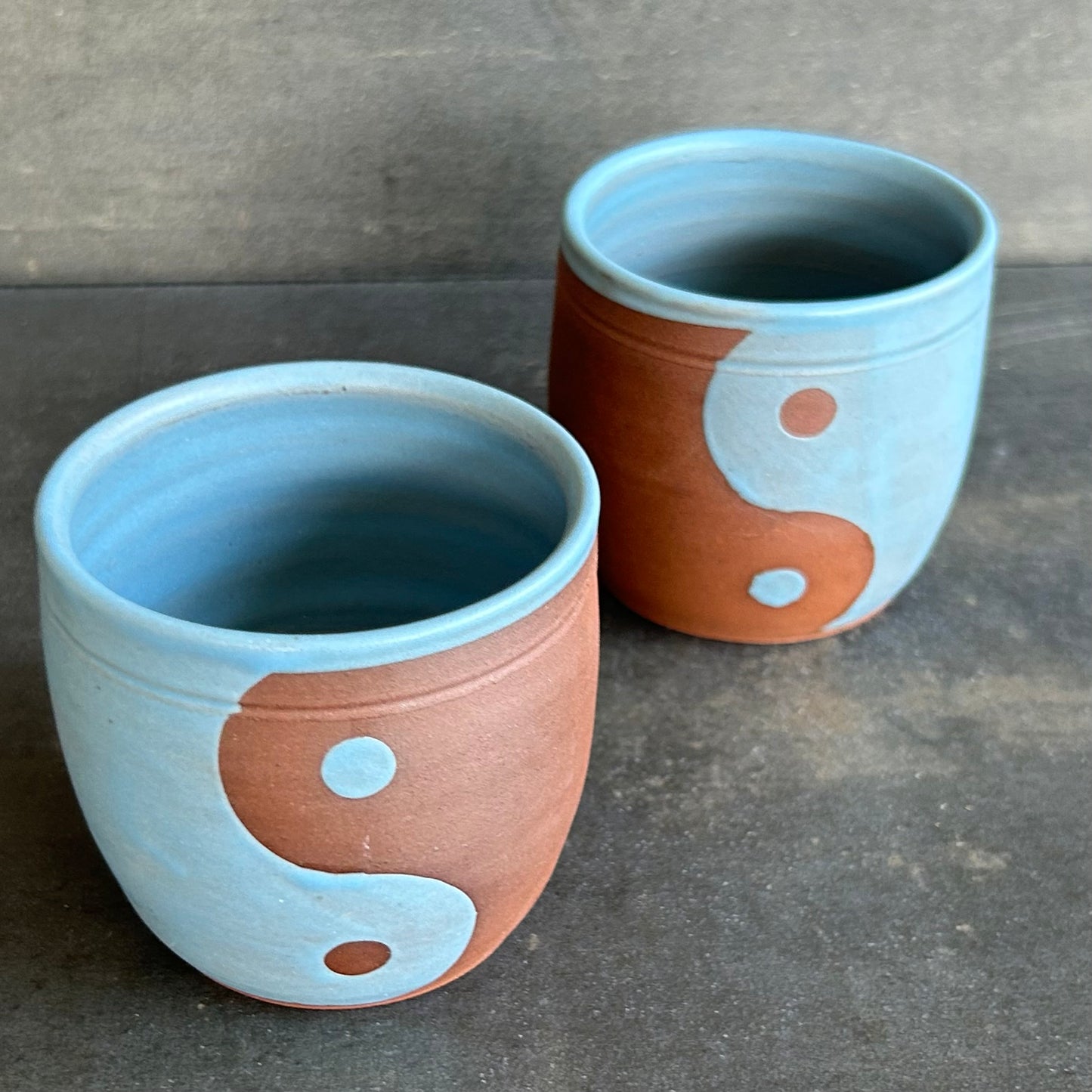 8oz Yin Yang Cup - Light Blue Matte / Rust