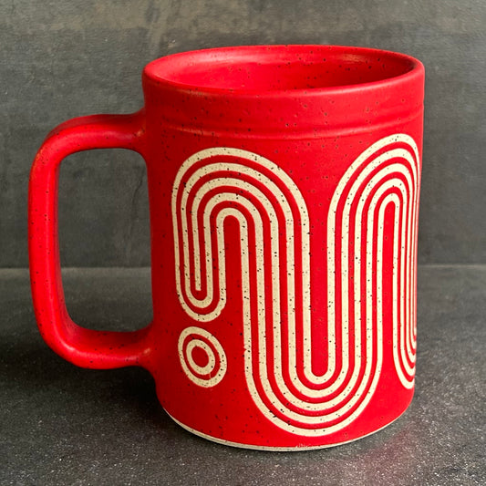 Big Wave Mug - Red Matte / Speckled White
