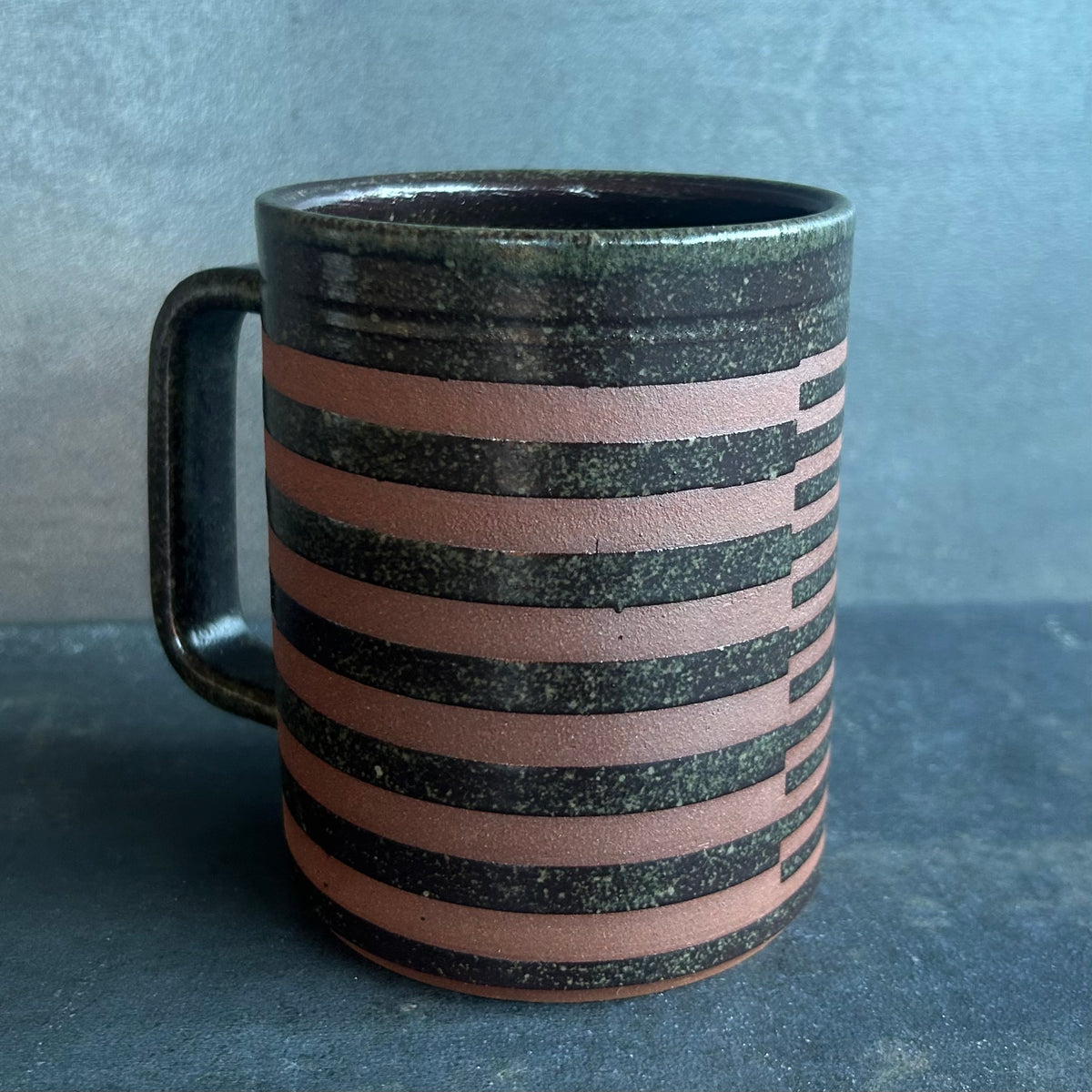 Stripes Mug - Temmoku / Rust