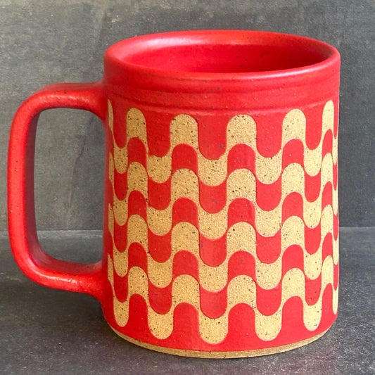 Retro Mug - Red Matte / Speckle Buff