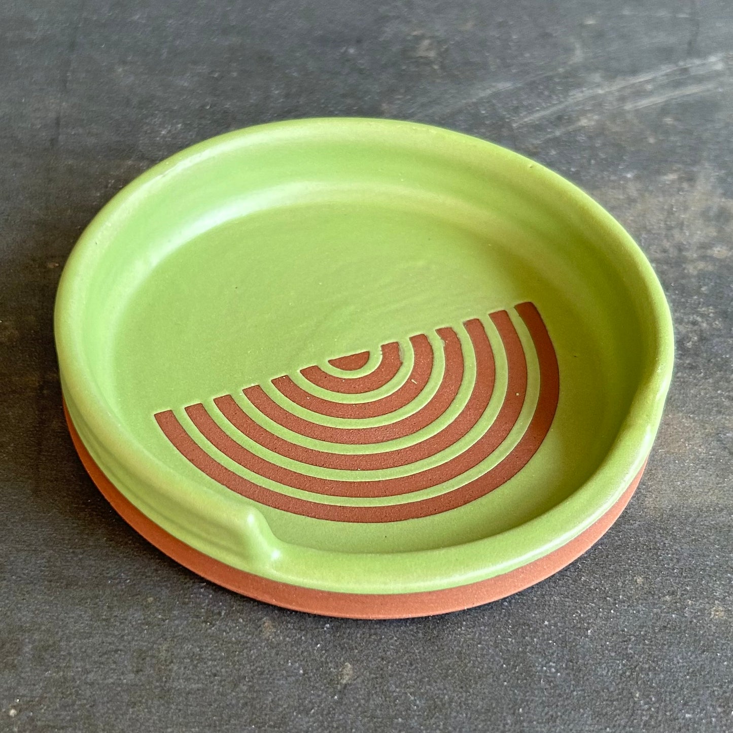 Half Circle Coaster - Green Matte / Rust