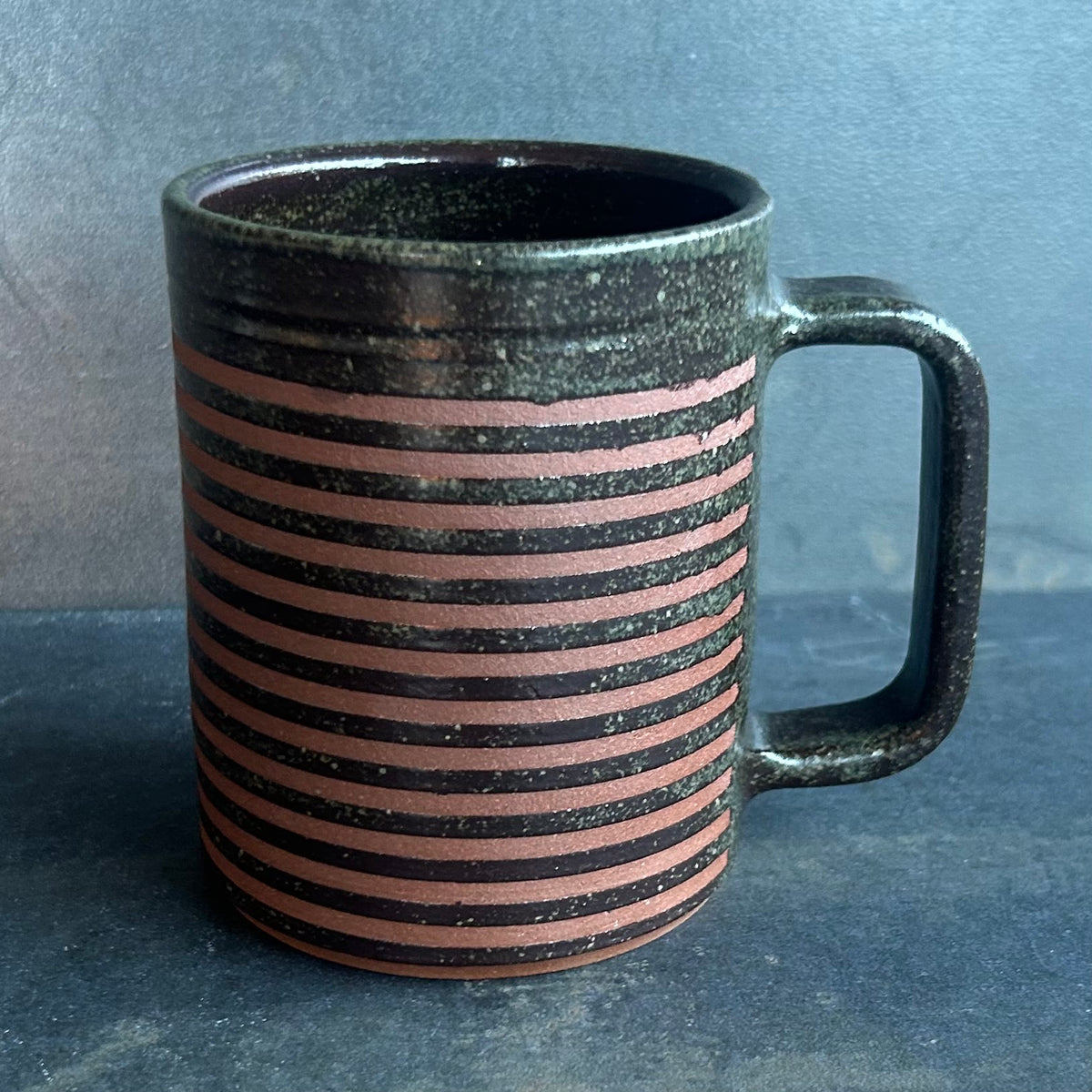 Stripes Mug - Temmoku / Rust