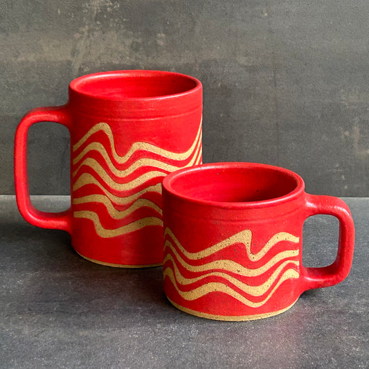Mini Wave Mug - Red Matte / Speckled Buff