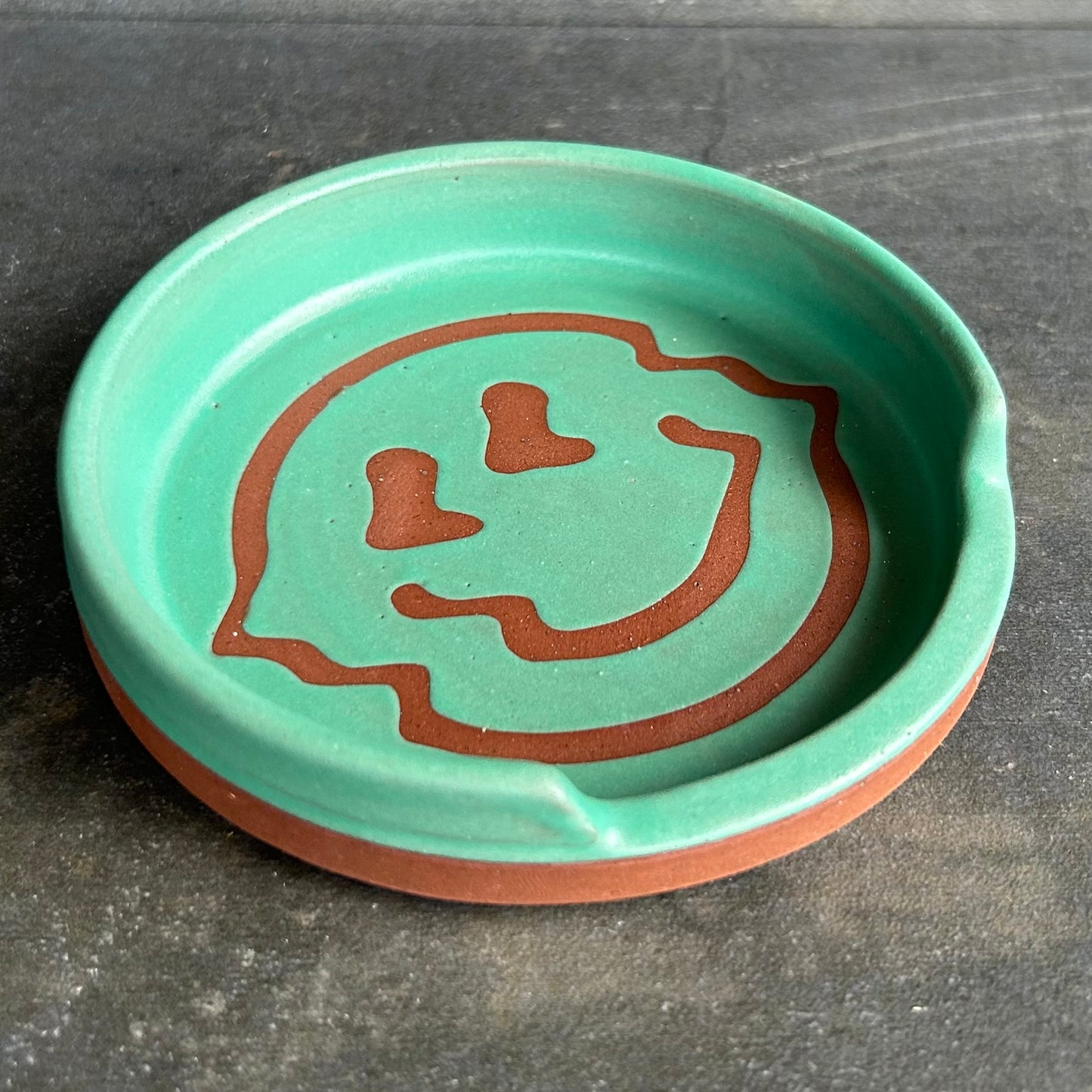 Crazy Face Coaster - Turquoise Matte / Rust