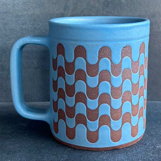 Retro Mug - Light Blue Matte / Rust