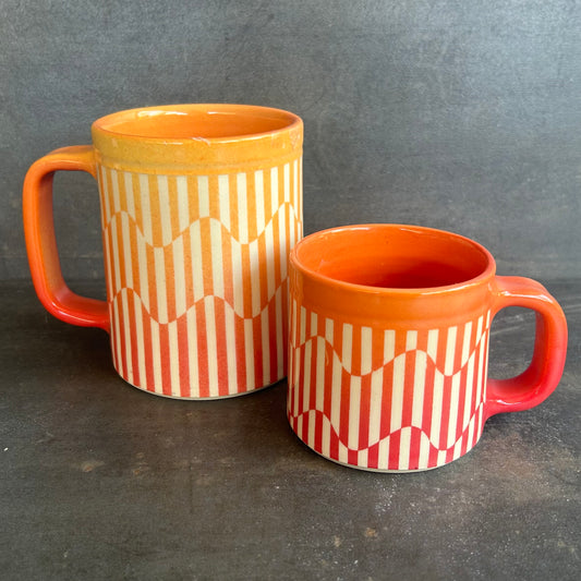 Mini Wavy Stripe Mug - Fade Red to Yellow