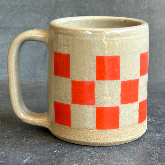 Checkerboard Mug - Sand / Red