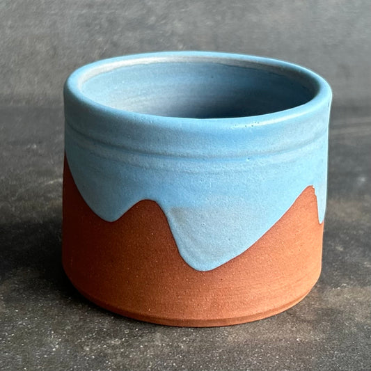 4oz. Wave Cortada Cup - Light Blue Matte / Rust