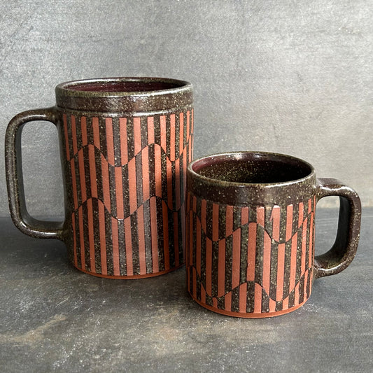Mini Wavy Stripe Mug - Temmoku / Rust