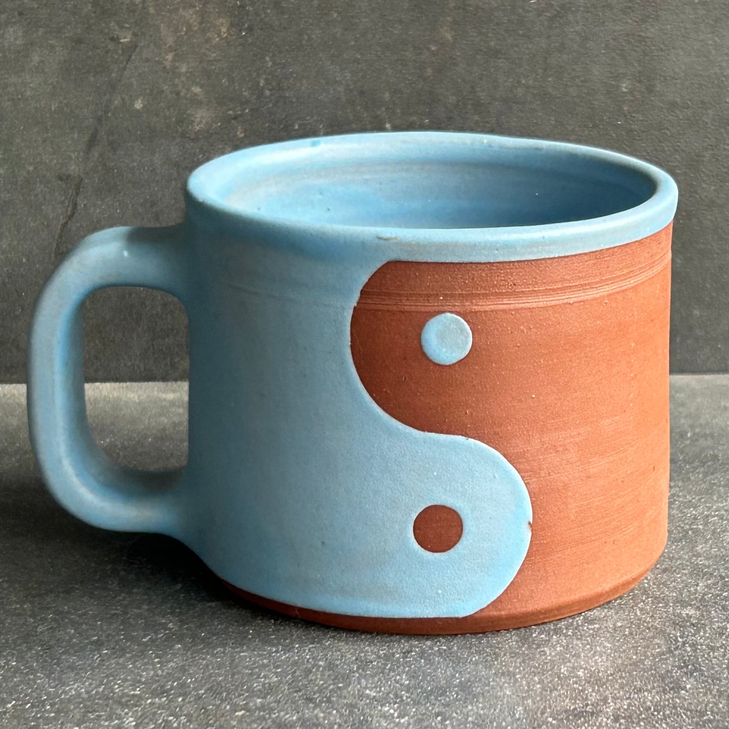 Mini Yin Yang Mug - Light Blue Matte / Rust (Copy)