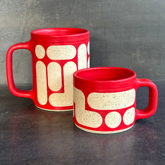 Mini Blob Mug -Red Matte / Speckled White