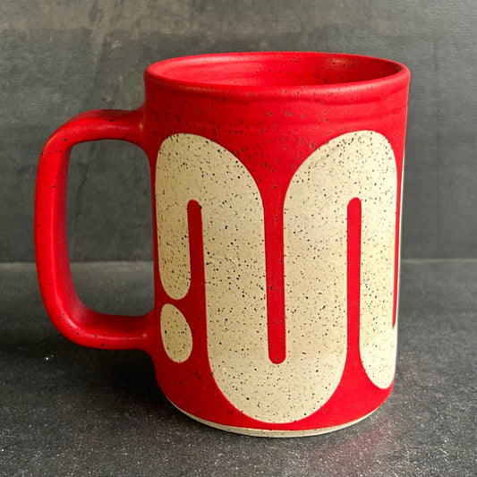 Big Wave Mug (solid) - Red Matte / Speckled White