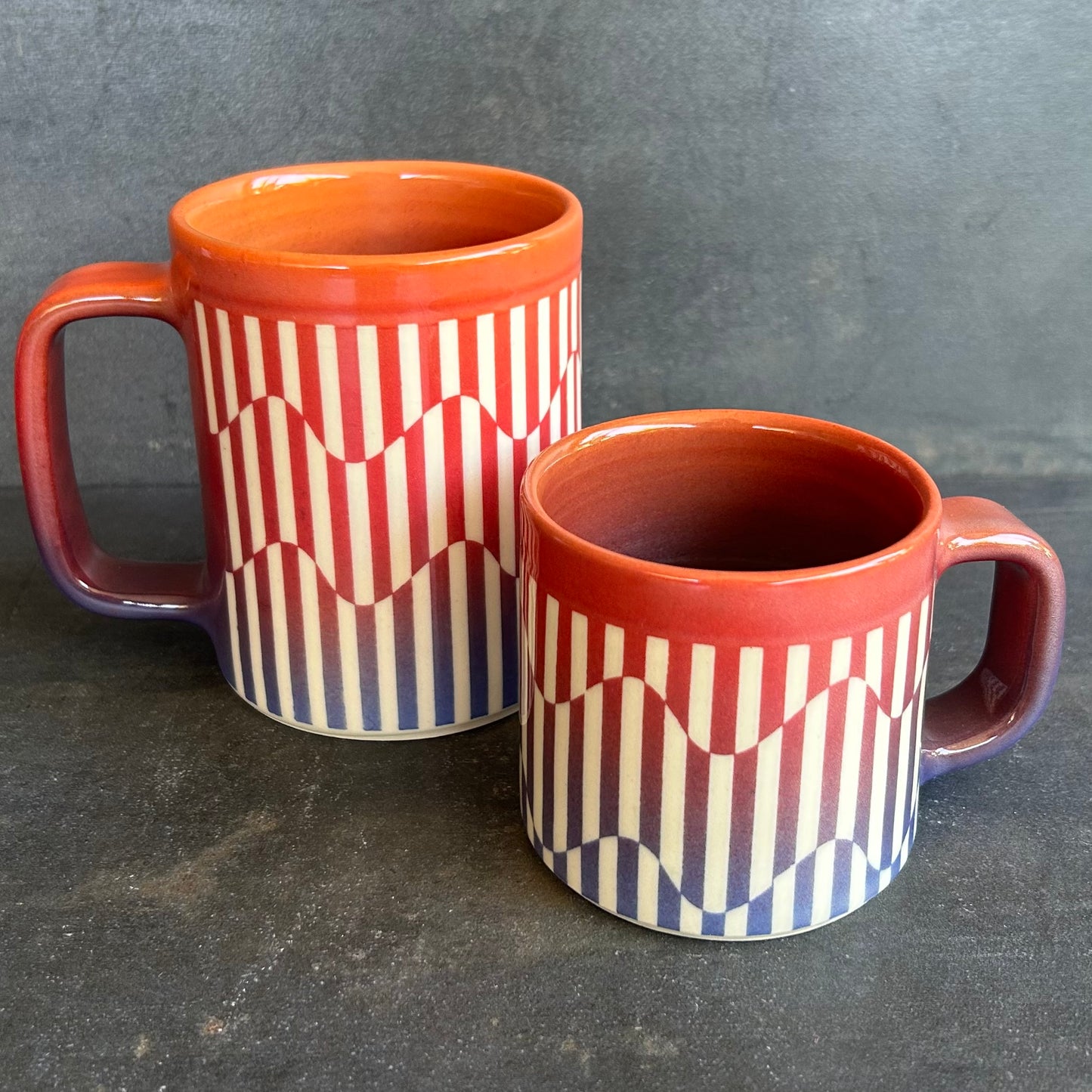 Mini Wavy Stripe Mug - Fade Blue to Red