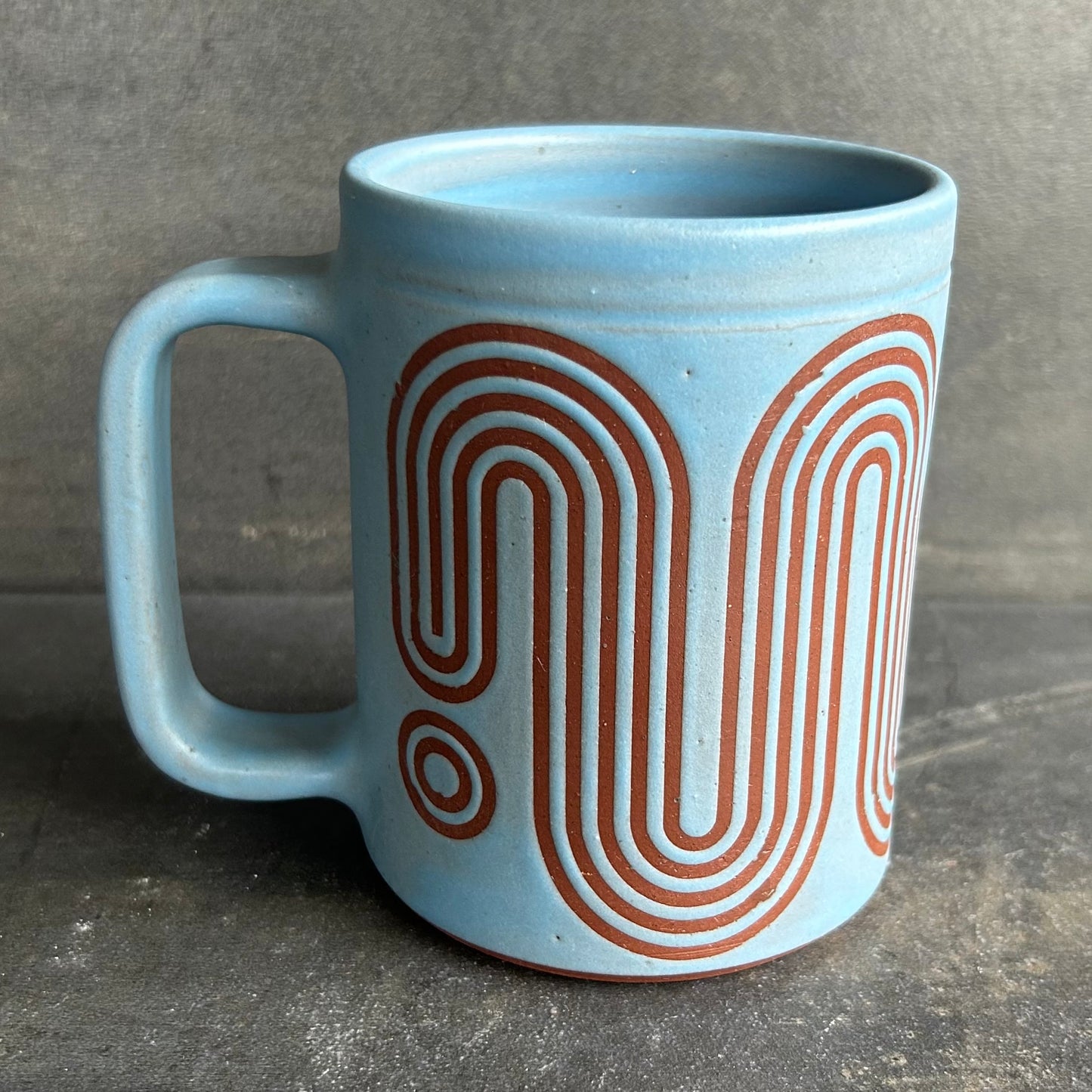 Big Wave Mug - Light Blue Matte / Rust (Copy)