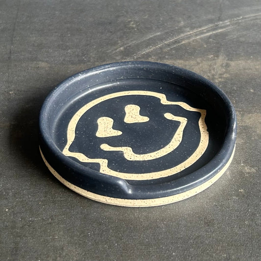 Crazy Face Coaster - Black Matte / Speckled White